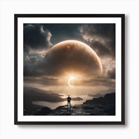 Man Looking At The Moon Art Print