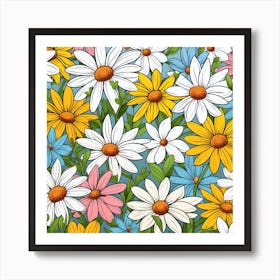 Daisy Seamless Pattern 1 Art Print