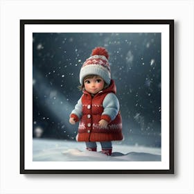 Little Girl In The Snow 1 Art Print