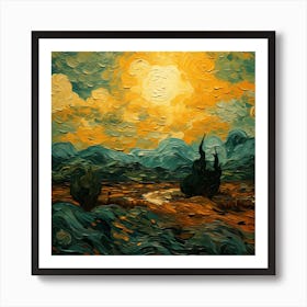 Sunset By Van Gogh Art Print