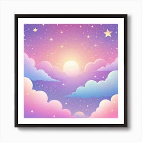 Sky With Twinkling Stars In Pastel Colors Square Composition 205 Art Print