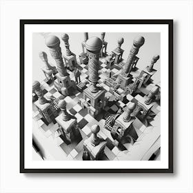 3d Chess Art Print