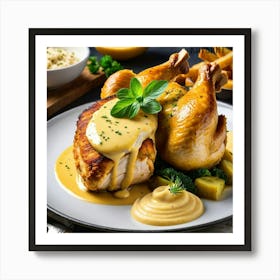 Chicken With Gravy And Fries Affiche