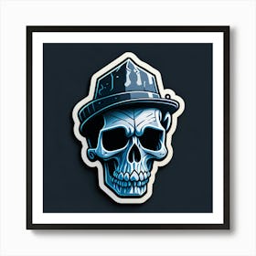 Skull Sticker With A Cap Silver (92) Art Print