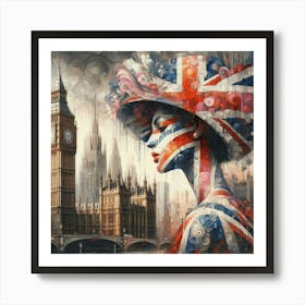 Abstract Art English lady in London 1 Art Print