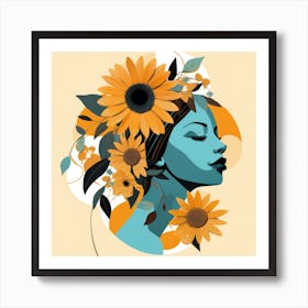 Sunflower Girl Art Print