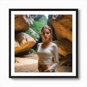 Beautiful Woman In A Cave Art Print