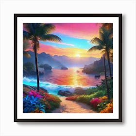 Sunset At The Beach 40 Art Print