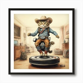 Cowboy Cat 2 Art Print