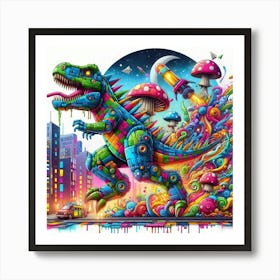 Psychedelic Dinosaur 2 Art Print