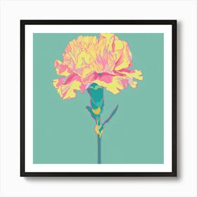 Carnation 3 Square Flower Illustration Art Print