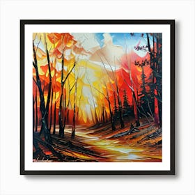 Forest on Fire painting Art Print