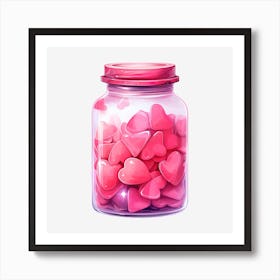 Pink Hearts In A Jar 20 Art Print