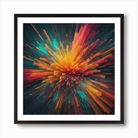 An Abstract Color Explosion 1, that bursts with vibrant hues and creates an uplifting atmosphere. Generated with AI,Art style_Landscape,CFG Scale_3,Step Scale_50. Art Print