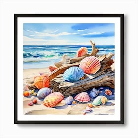 Seashells On The Beach Art Print