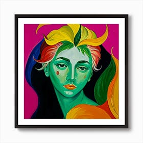 Woman With Colorful Hair Poster