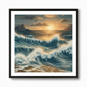 Sunset Over The Ocean Art Print