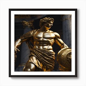 Golden Statue Of Greece Art Print