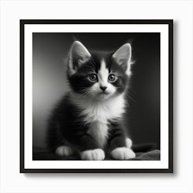 Black And White Kitten Art Print