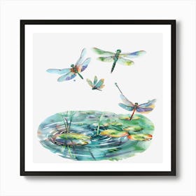 Springtime-Duck-Pond-Clipart.3 Art Print