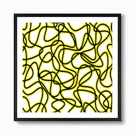 Abstract Yellow And Black Lines Art Print