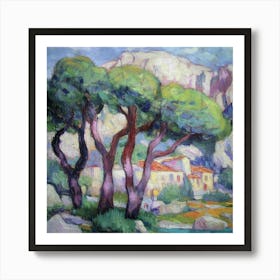 Pine trees In Front Of The House Art Print