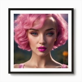 Pink Haired Girl Art Print