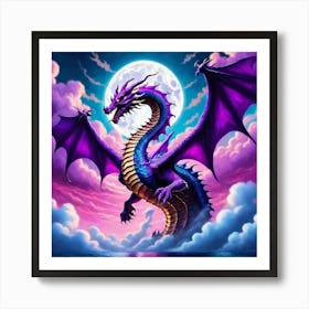 Purple Dragon In The Sky Art Print