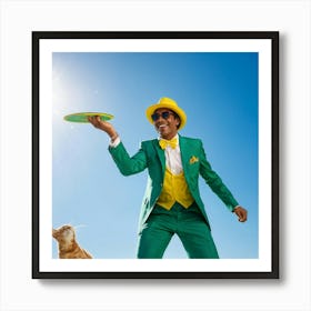 A Fashionable Adult Businessman In A Green Summer Suit Coupled With A Vibrant Yellow 3 Piece Access (3) Art Print