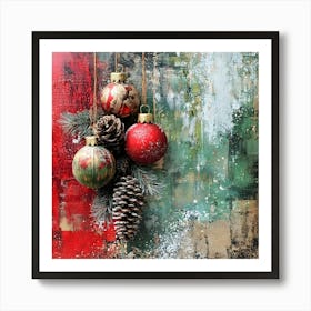 Intage Christmas Mixed Media 3 Art Print