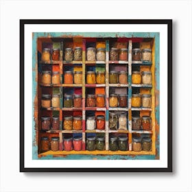 Spices On A Shelf Pastel Checkerboard 2 Art Print