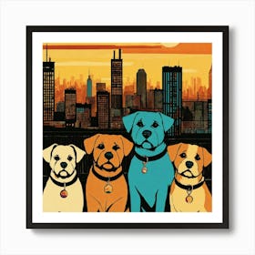 Three Dogs In The City Art Print