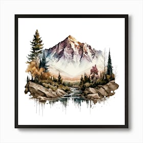 Watercolor Mountain Landscape 4 Art Print