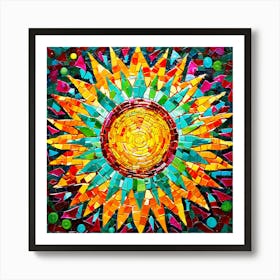 Mosaic Sun A Sun Created From A Mosaic Of Small Tiles 14 Art Print