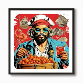 Pirate With A Basket Of Seafood Art Print