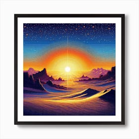Sunset In The Desert,A New Dawn on Tatooine: A Mosaic of Hope Against the Sand Dunes 2 Art Print