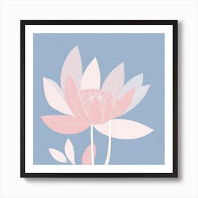 A White And Pink Flower In Minimalist Style Square Composition 662 Art Print