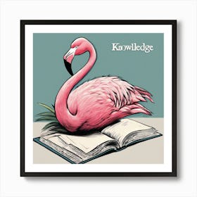 Flamingo Reading A Book 1 Art Print