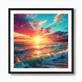 Sunset At The Beach Art Print