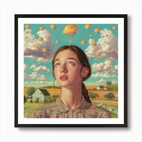 Girl In A Field Art Print