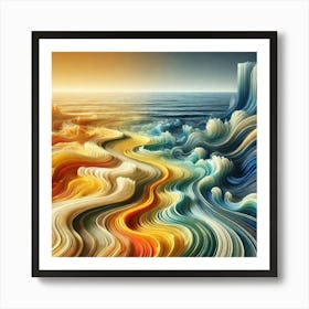 When The Desert Meet The Sea, Abstract Art Print