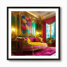 Gold And Pink Living Room Art Print