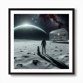 Man On The Moon With His Dog 1 Art Print
