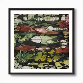 Green Fish Square Art Print