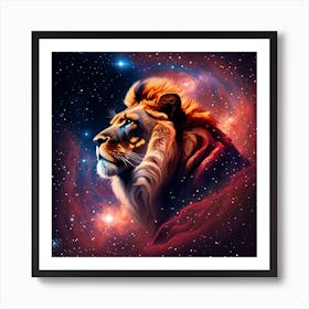 Lion In Space 1 Art Print