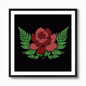 Ferns And Roses Art Print