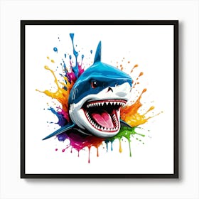 3D Splash Shark Art Print