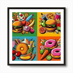 Pop Illustration Of Fast Food Art Print