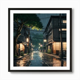 Rainy Night In Japan Art Print