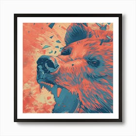 Bear Market Symbols With Shattered Glass Effects Art Print